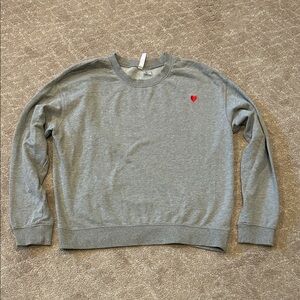 Sweet grey lightweight sweatshirt  with red embroidered heart